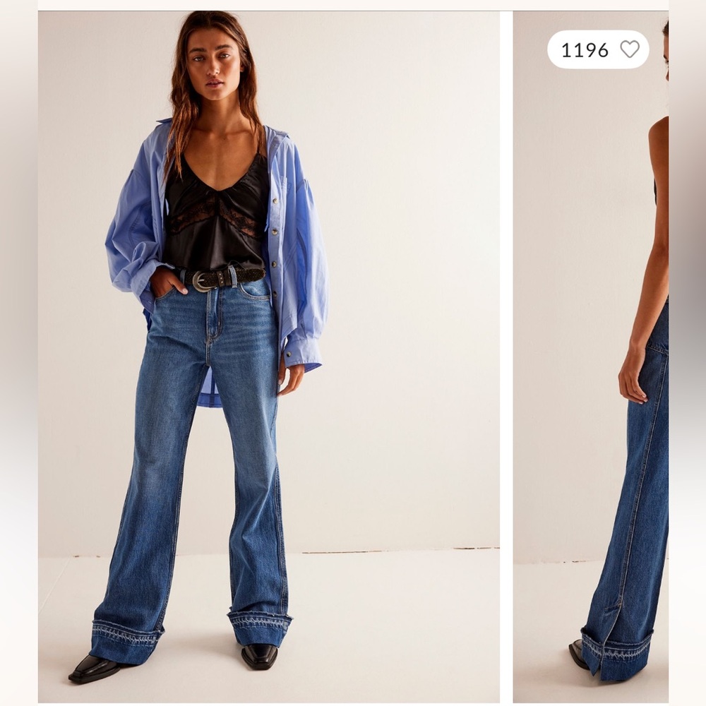 NWT Size 26 We The Free Fosse Flare Mid Rise Blue Jeans